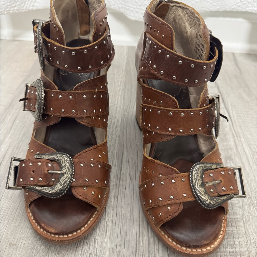Freebird by Steven Tan Leather Buckle Sandals